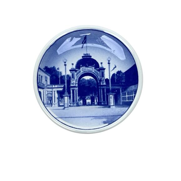 Royal Copenhagen Mini Plate Tivoli Porcelain Blue Display Wall Art 3.25 Inch - Picture 2 of 16
